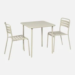 Set tavolo da giardino in acciaio con 2 sedie, 70cm