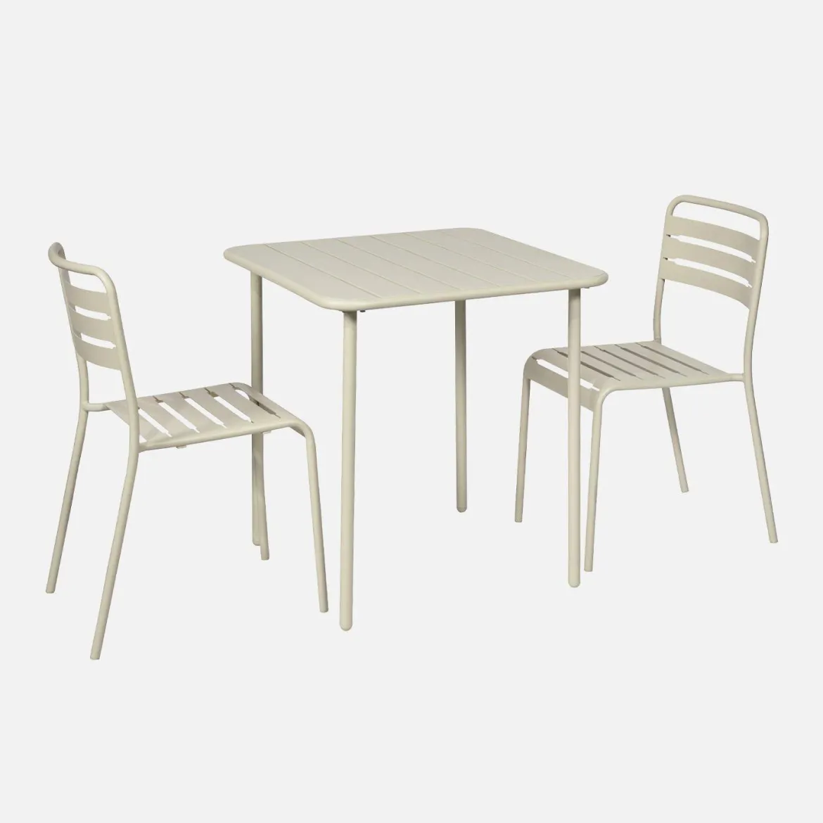 Set tavolo da giardino in acciaio con 2 sedie, 70cm
