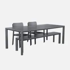 Set tavolo da giardino in alluminio con 1 panchina e 4 sedie