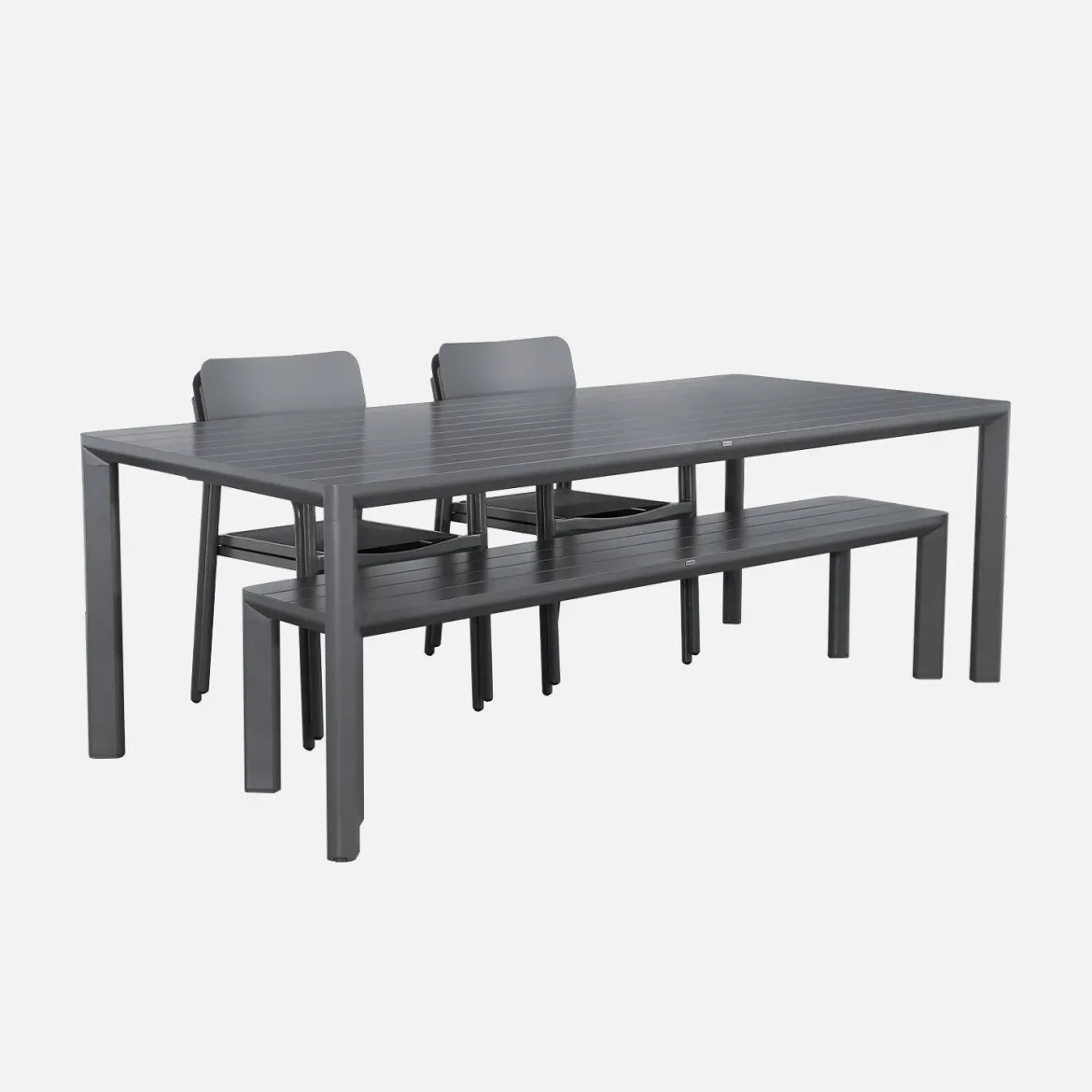 Set tavolo da giardino in alluminio con 1 panchina e 4 sedie