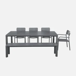Set tavolo da giardino in alluminio con 1 panchina e 4 sedie
