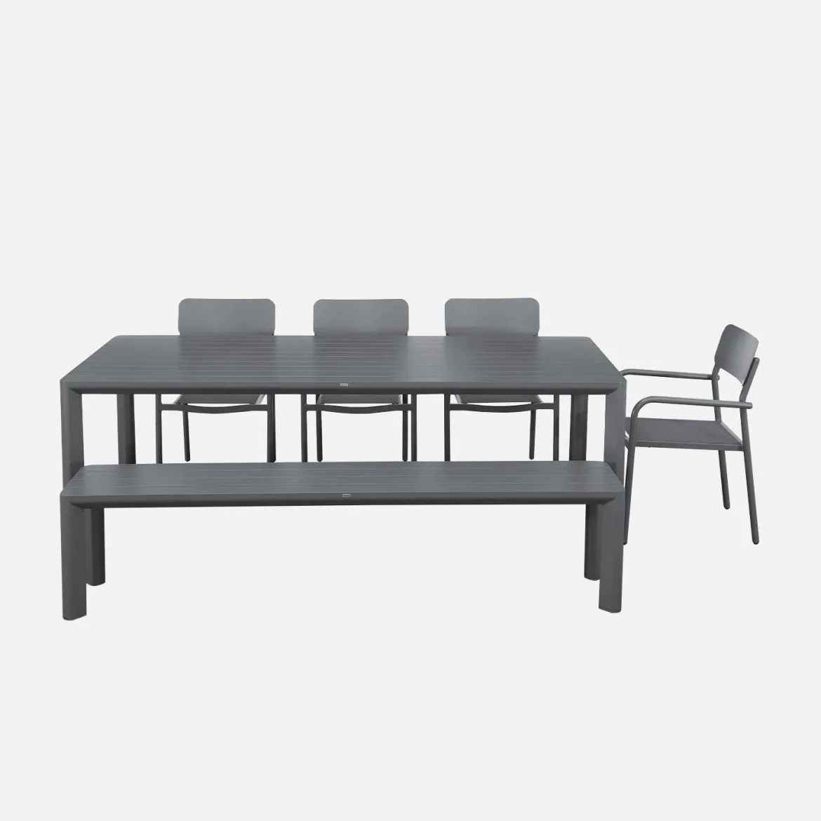 Set tavolo da giardino in alluminio con 1 panchina e 4 sedie