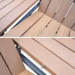 Set tavolo da giardino in legno e alluminio con 8 sedie impilabili