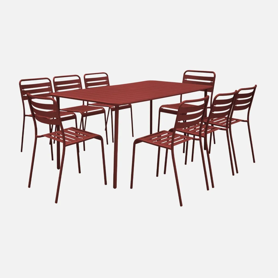 Set tavolo da giardino in acciaio con 8 sedie, 160cm