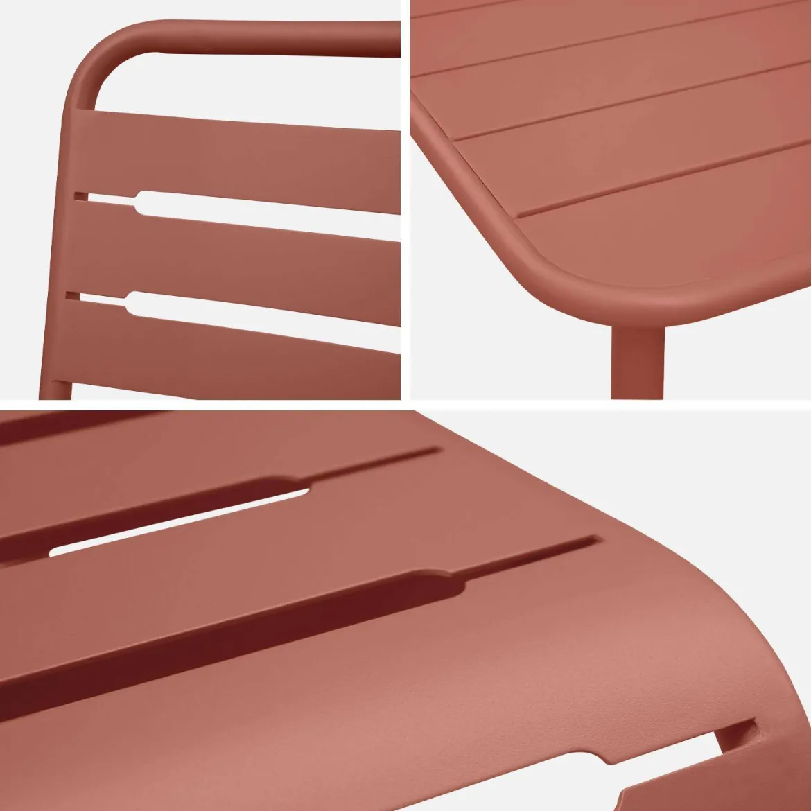 Set tavolo da giardino in acciaio con 4 sedie, 120cm