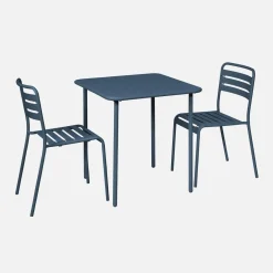 Set tavolo da giardino in acciaio con 2 sedie, 70cm