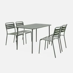 Set tavolo da giardino in acciaio con 4 sedie, 120cm