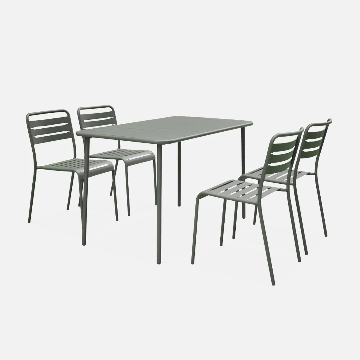 Set tavolo da giardino in acciaio con 4 sedie, 120cm