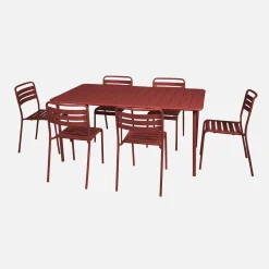 Set tavolo da giardino in acciaio con 6 sedie, 160cm