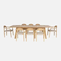Set tavolo da giardino in legno di acacia con 8 sedie