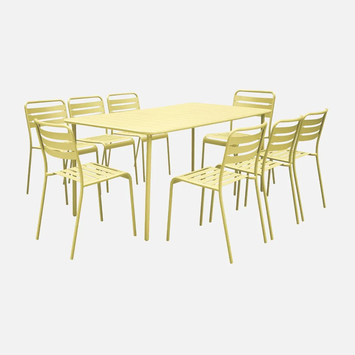 Set tavolo da giardino in acciaio con 8 sedie, 160cm