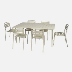 Set tavolo da giardino in acciaio con 6 sedie, 160cm