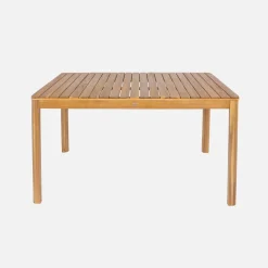 Set tavolo da giardino in acacia con angoli arrotondati con 6 sedie