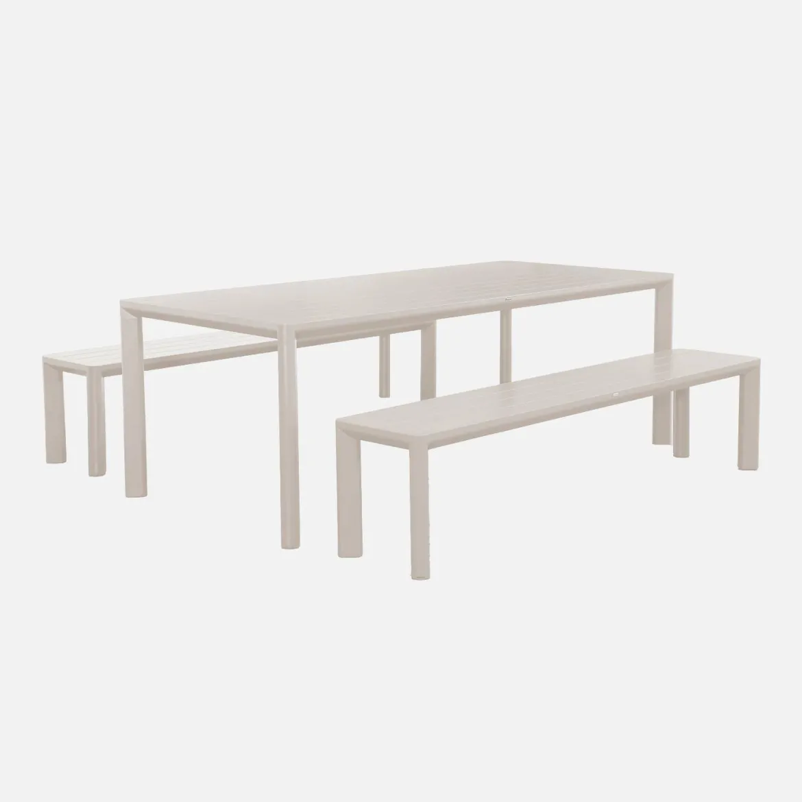 Set tavolo da giardino in alluminio con 2 panchine, 8 sedie