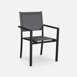 Set tavolo da giardino in alluminio e textilene con 6 sedie