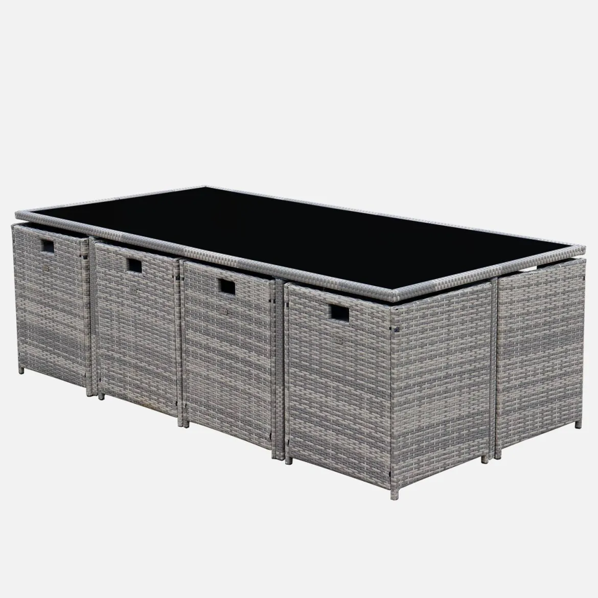 Set tavolo da giardino in resina intrecciata con 8-12 poltrone
