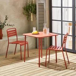 Set tavolo da giardino in acciaio con 2 sedie, 70cm