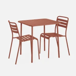 Set tavolo da giardino in acciaio con 2 sedie, 70cm