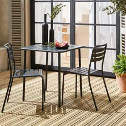 Set tavolo da giardino in acciaio con 2 sedie, 70cm