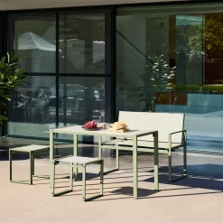 Set tavolo da giardino incastrabile in acciaio e textilene con 4 sedie
