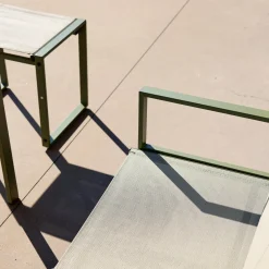 Set tavolo da giardino incastrabile in acciaio e textilene con 4 sedie