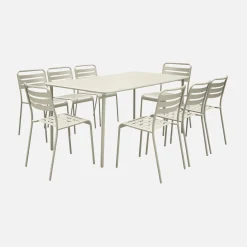 Set tavolo da giardino in acciaio con 8 sedie, 160cm