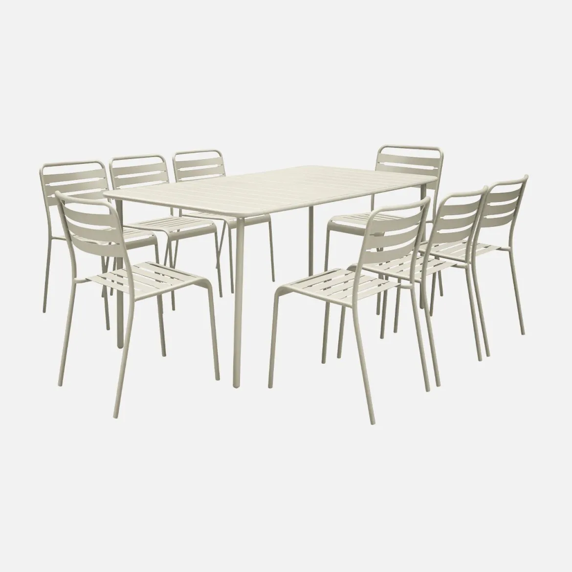 Set tavolo da giardino in acciaio con 8 sedie, 160cm