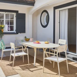Set tavolo da giardino ovale allungabile in alluminio con 6 sedie