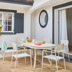 Set tavolo da giardino ovale allungabile in alluminio con 6 sedie
