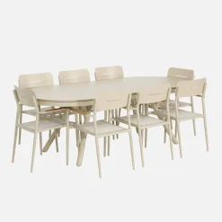Set tavolo da giardino ovale allungabile in alluminio con 8 sedie