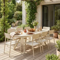 Set tavolo da giardino ovale allungabile in alluminio con 8 sedie