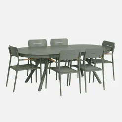 Set tavolo da giardino ovale allungabile in alluminio con 6 sedie