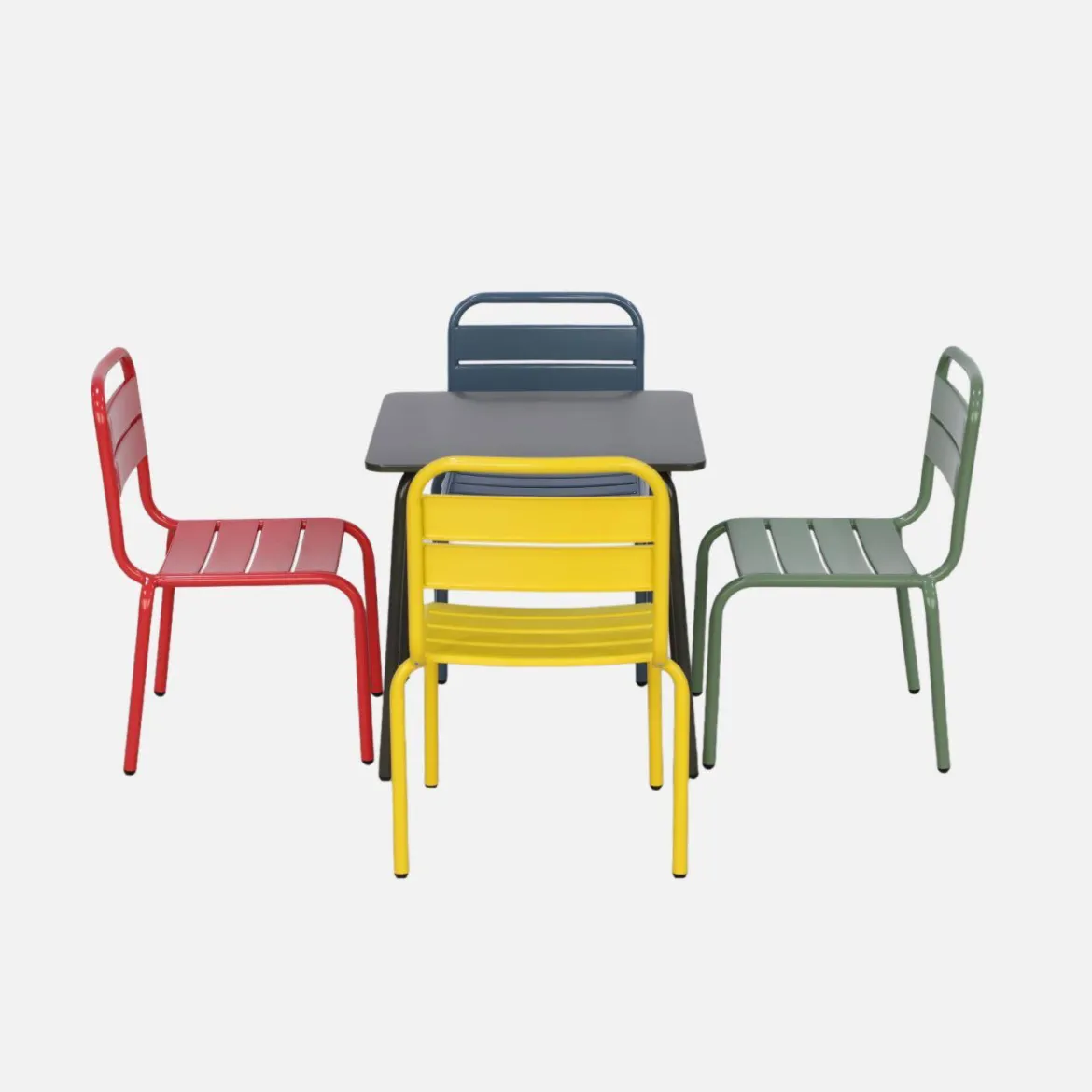 Set tavolo da giardino per bambini in metallo con 4 sedie