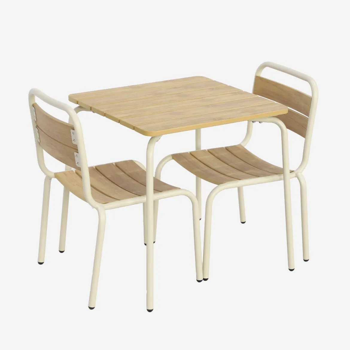 Set tavolo da giardino per bambini in acciaio e legno con 2 sedie