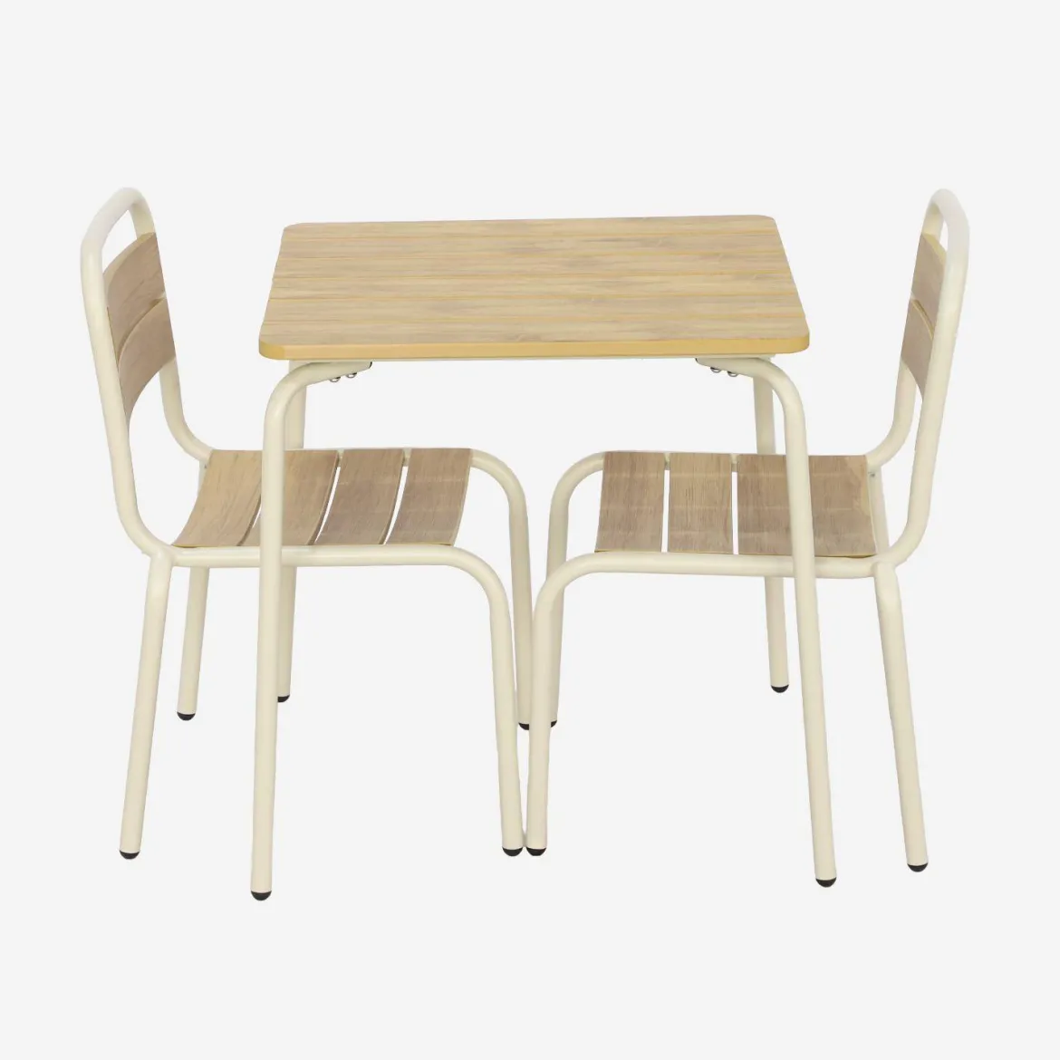 Set tavolo da giardino per bambini in acciaio e legno con 2 sedie