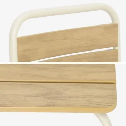 Set tavolo da giardino per bambini in acciaio e decorazione in legno con 4 sedie