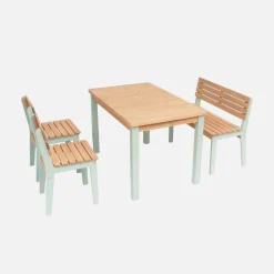 Set tavolo da giardino per bambini in legno, 4 sedie