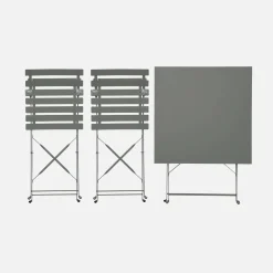 Set tavolo da giardino pieghevole in acciaio con 2 sedie, 70cm
