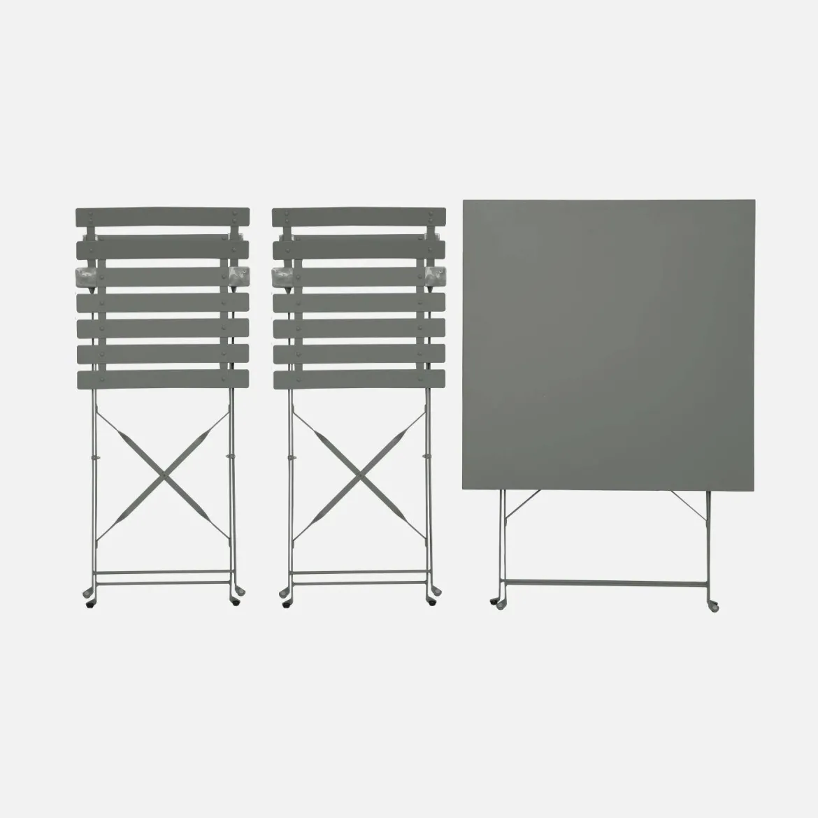 Set tavolo da giardino pieghevole in acciaio con 2 sedie, 70cm