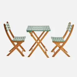Set tavolo da giardino pieghevole in legno di acacia con 2 sedie