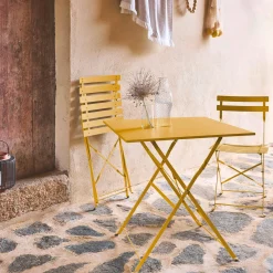 Set tavolo da giardino pieghevole in acciaio con 2 sedie, 70cm