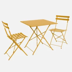 Set tavolo da giardino pieghevole in acciaio con 2 sedie, 70cm
