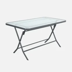 Set tavolo da giardino pieghevole in acciaio con 4 sedie
