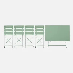 Set tavolo da giardino pieghevole in acciaio con 4 sedie, 110cm