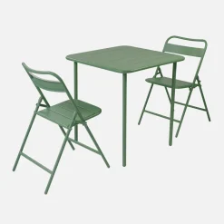 Set tavolo da giardino pieghevole in acciaio con 2 sedie, 70cm