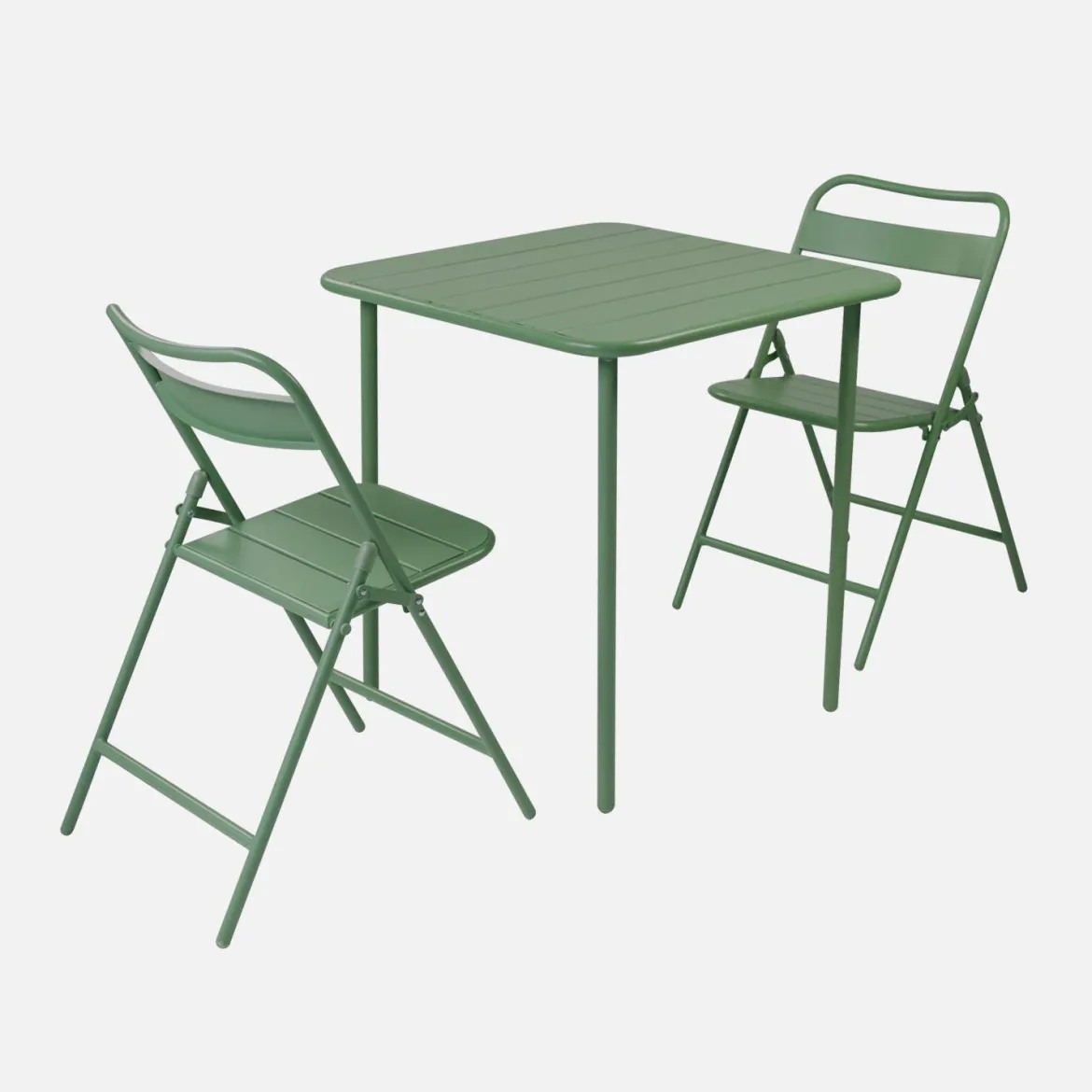 Set tavolo da giardino pieghevole in acciaio con 2 sedie, 70cm