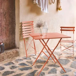 Set tavolo da giardino pieghevole in acciaio con 2 sedie, 70cm