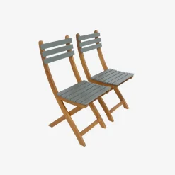 Set tavolo da giardino pieghevole in legno di acacia con 2 sedie