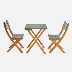 Set tavolo da giardino pieghevole in legno di acacia con 2 sedie
