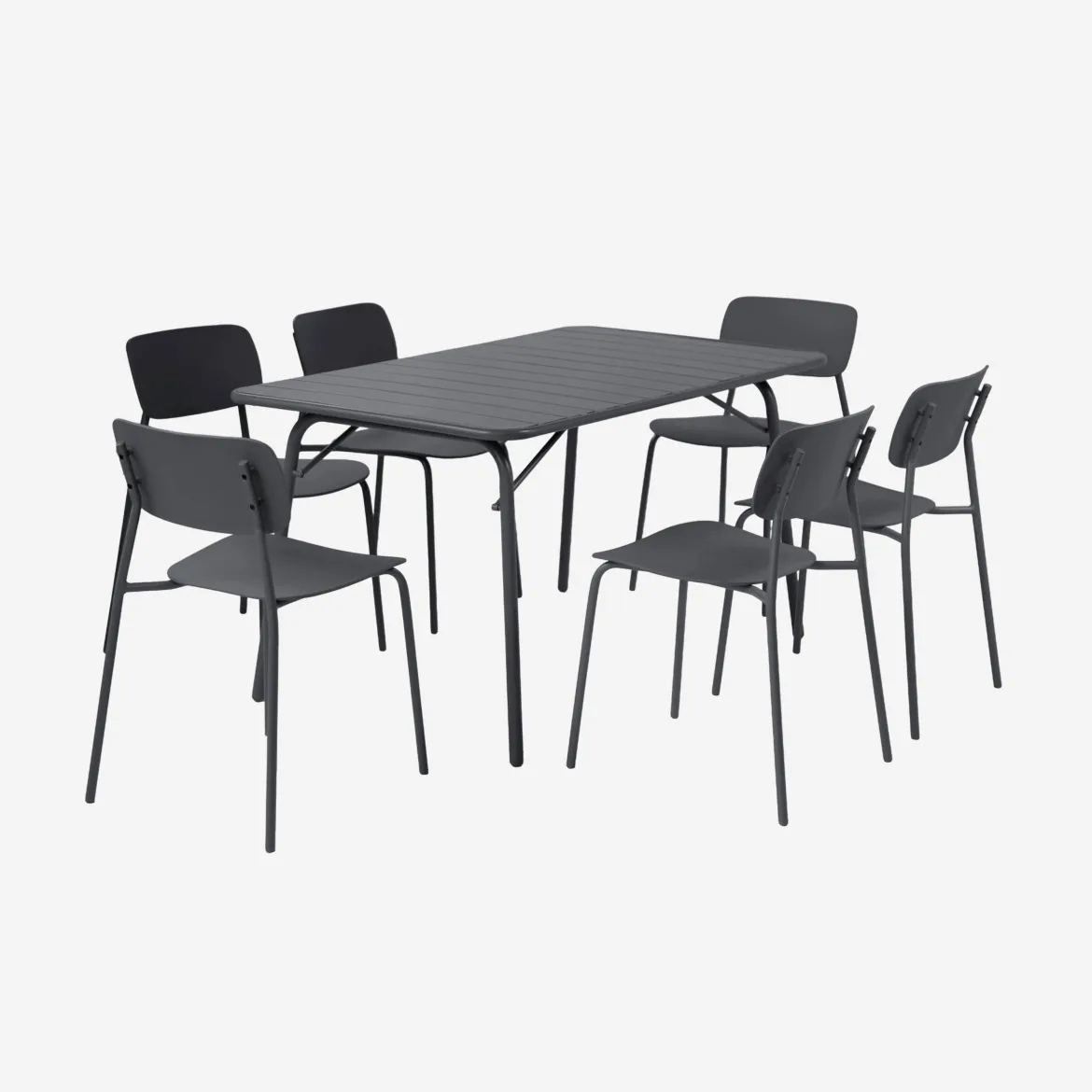 Set tavolo da giardino pieghevole in metallo con 6 sedie